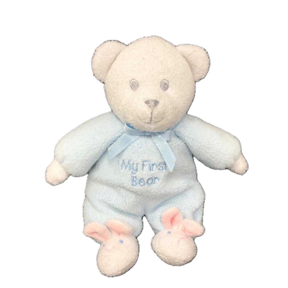 Carter's My First Bear Plush Rattle Blue Teddy Bunny Slippers VTG Stuffed Lovey